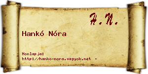 Hankó Nóra névjegykártya